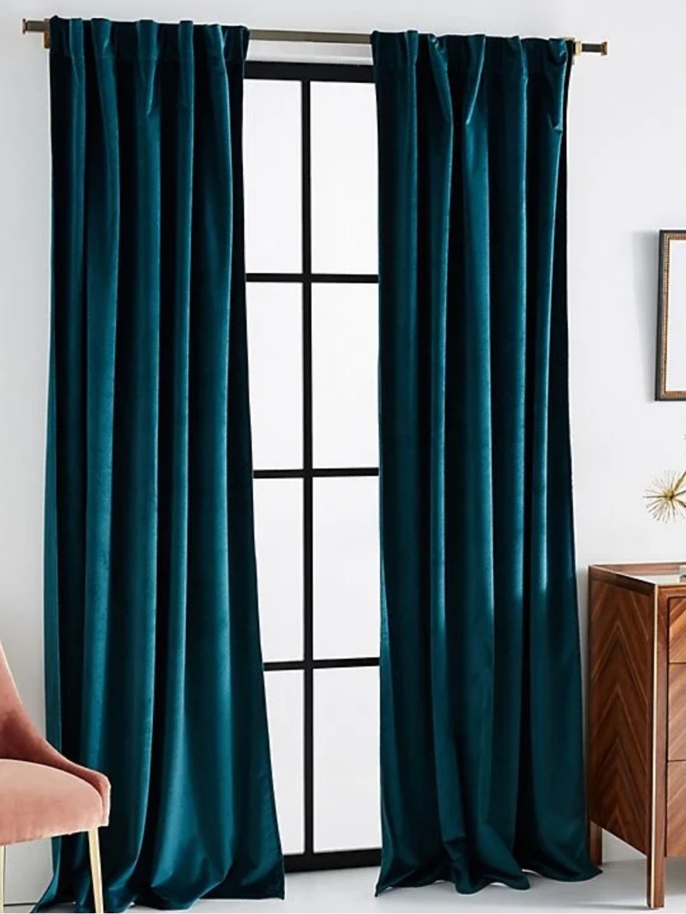 Anthropologie Louise Velvet Curtain Panel Set